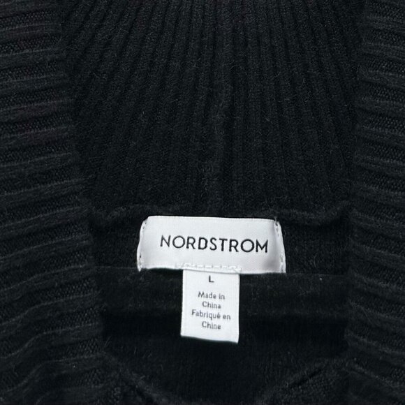 Nordstrom Sweater Womens Size L Ribbed Jumper Mock Neck Pullover Black - Picture 7 of 11